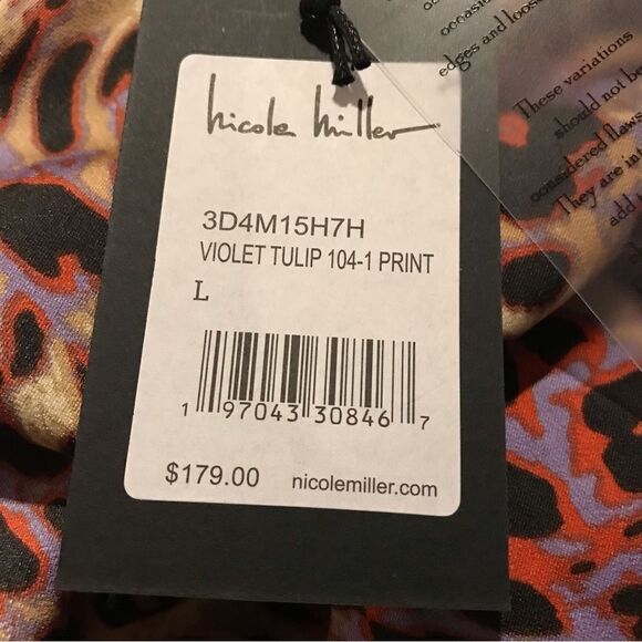 Nicole Miller Maxi Dress Women’s Size Large Violet Tulip Animal Print Satin NWT - Picture 10 of 12